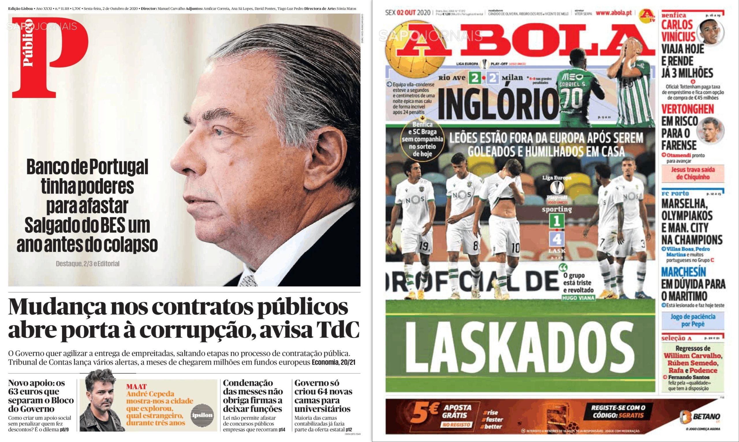 Revista de Imprensa: O Banco de Portugal no caso BES e a queda dos clubes portugueses da Liga Europa