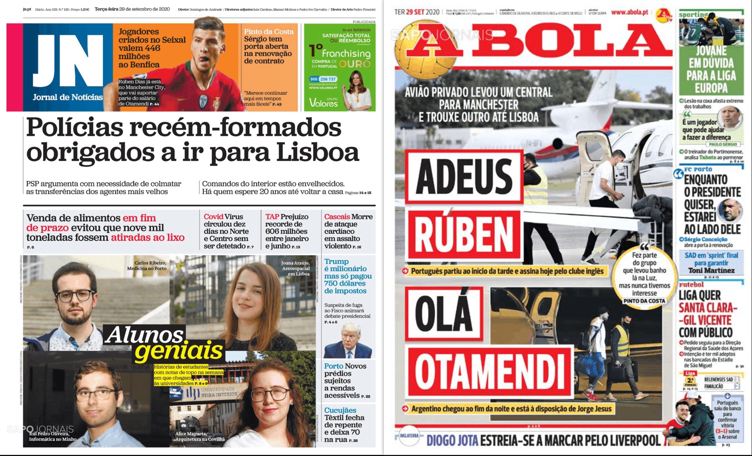 Revista de Imprensa: Os polícias obrigados a ir para Lisboa e a chegada de Otamendi a Portugal
