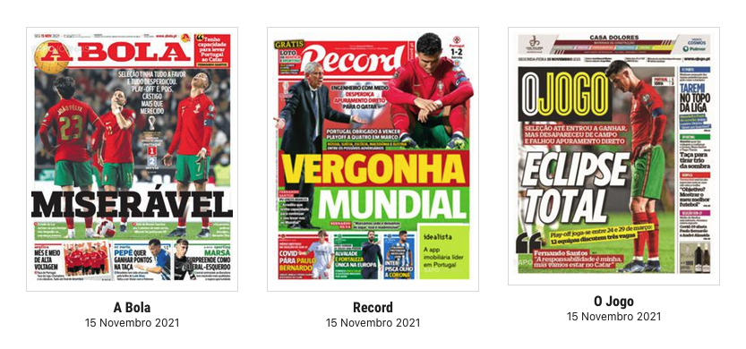 Revista de imprensa: A escorregadela de Portugal a caminho do Qatar