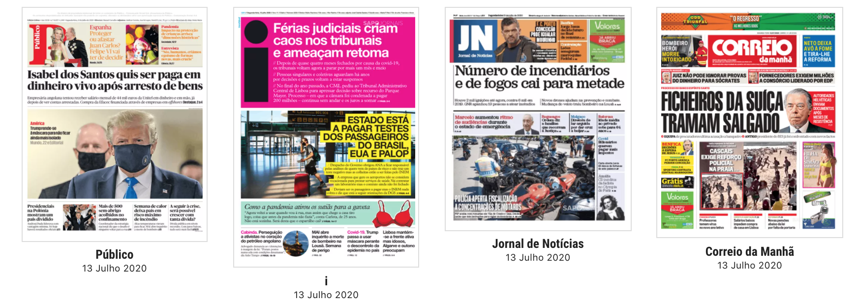 Revista de imprensa: A máscara de Trump e os ficheiros de Salgado