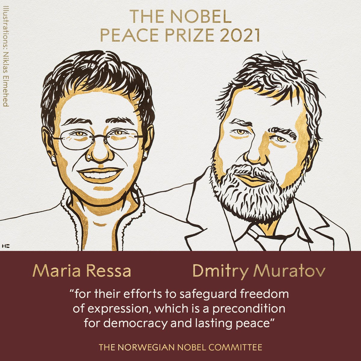 Nobel da Paz atribuído a Maria Ressa e Dmitry Muratov pela defesa da liberdade de imprensa e de expressão