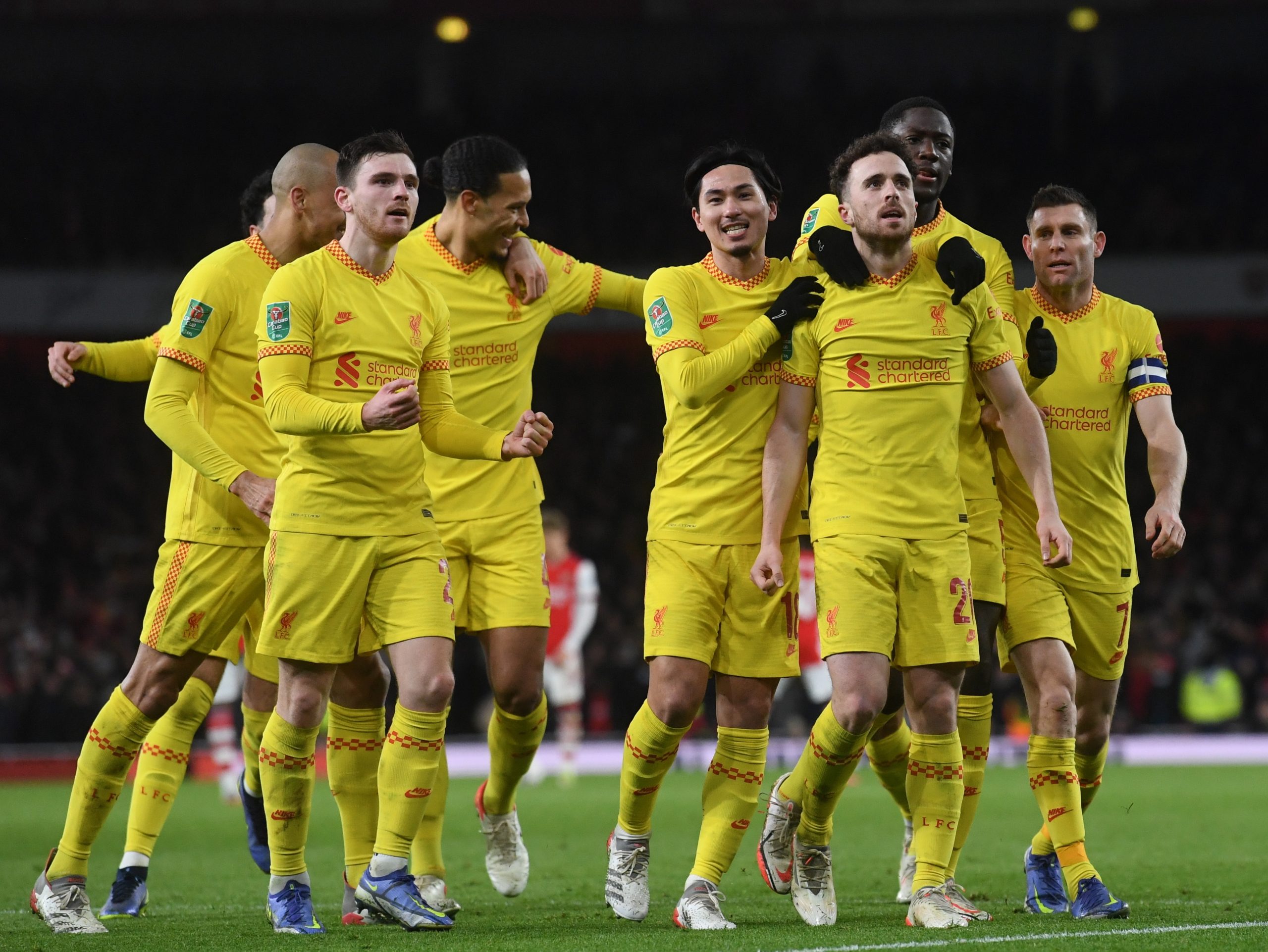 Diogo Jota ‘bisa’ contra Arsenal e coloca Liverpool na final da Taça da Liga
