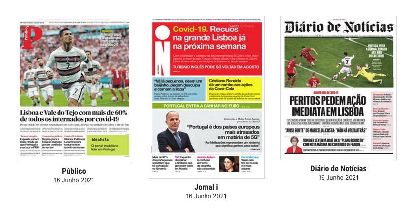 Revista de imprensa: A estreia vitoriosa no Euro2020 e a pandemia em Lisboa