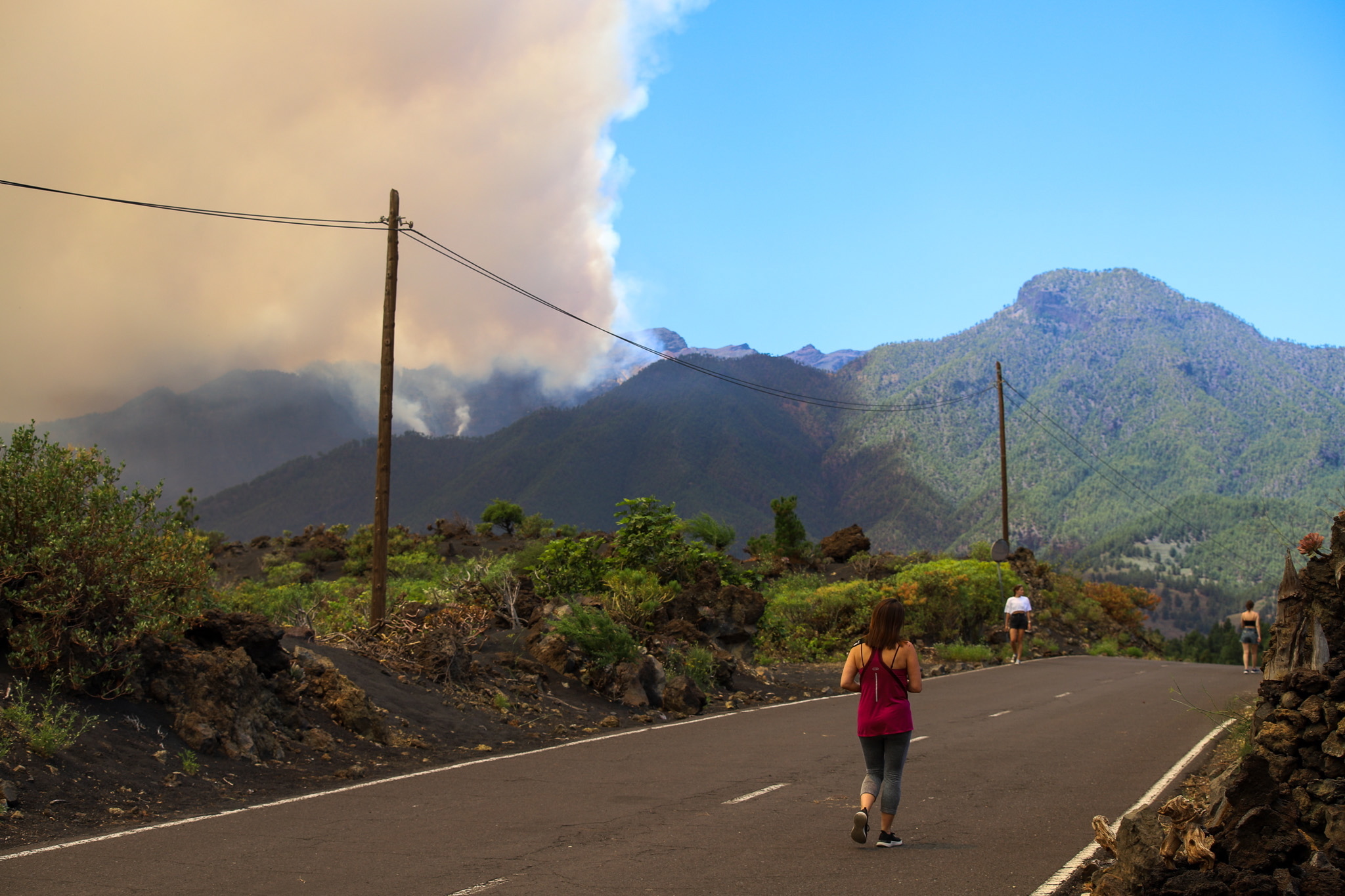 Vento complica a extinção do incêndio em La Palma