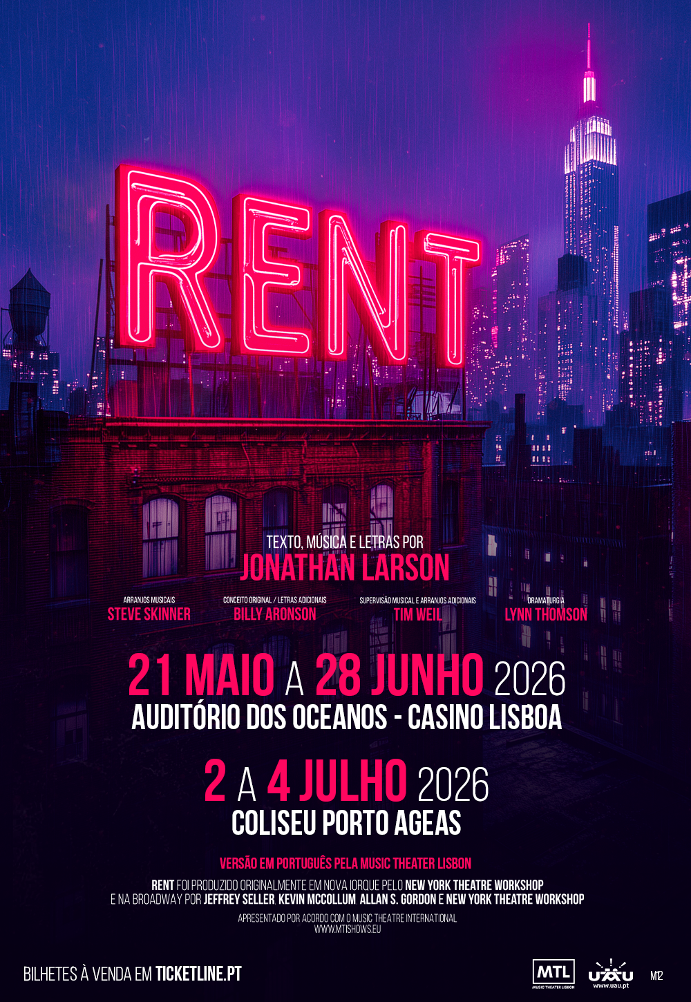 Musical RENT regressa aos palcos em 2026