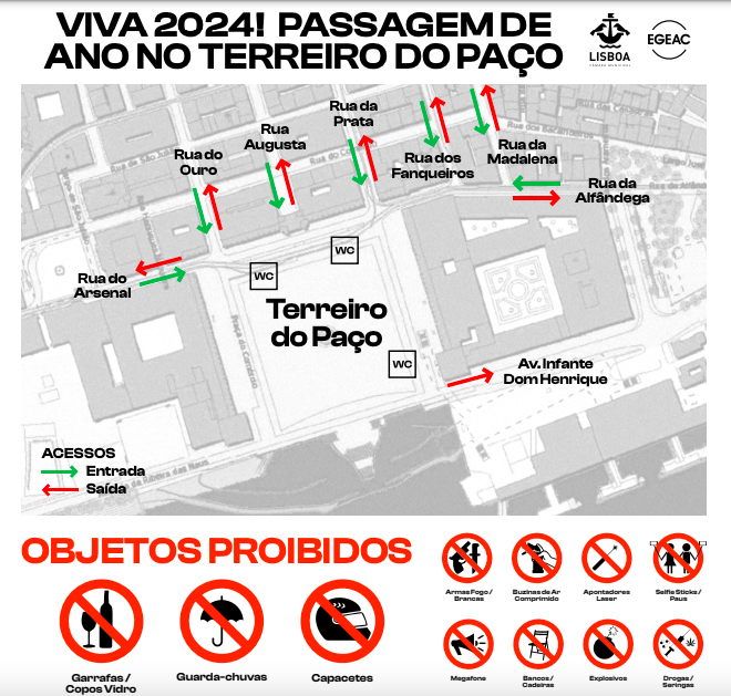 Entradas, trânsito e objetos proibidos. PSP divulga indicações para a passagem do ano em Lisboa