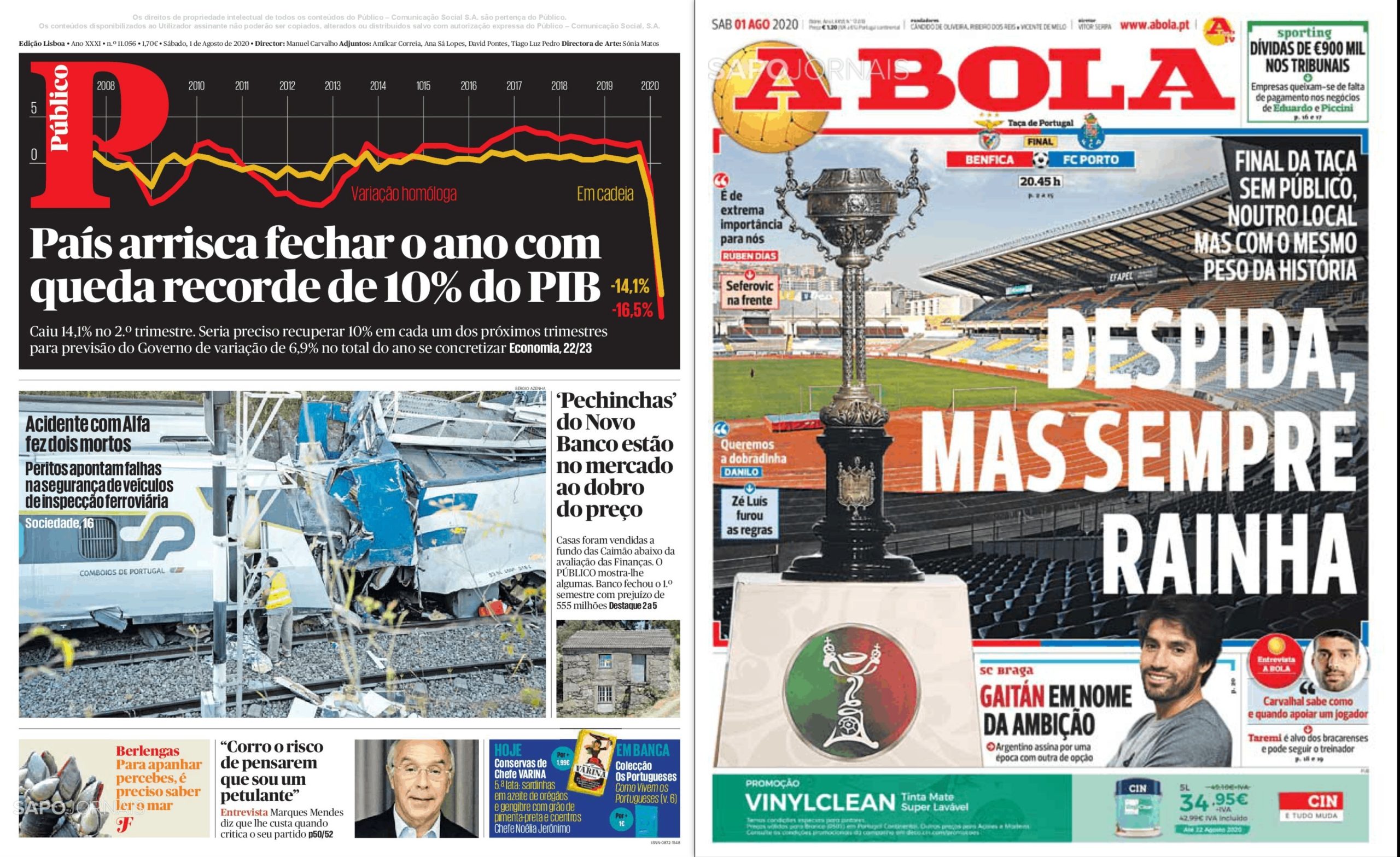 Revista de Imprensa: O acidente do Alfa Pendular em Soure e a antecipação para a final da Taça de Portugal