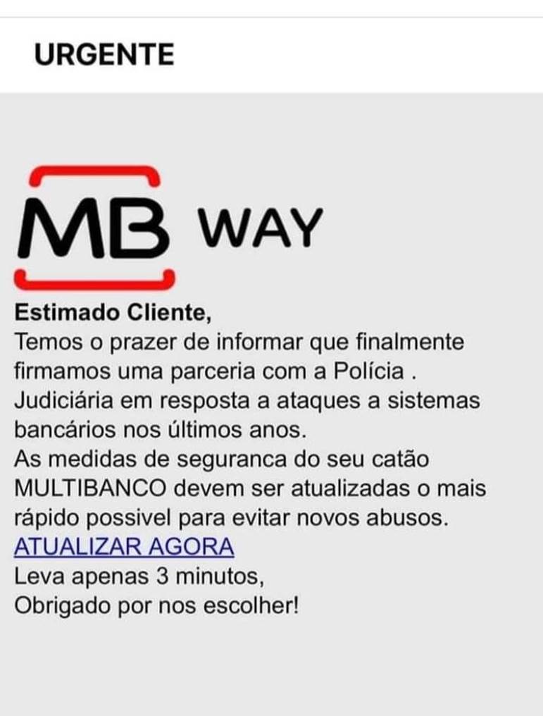 Recebeu este email da Polícia Judiciária sobre uma parceria com o MBWay? Não abra, é falso