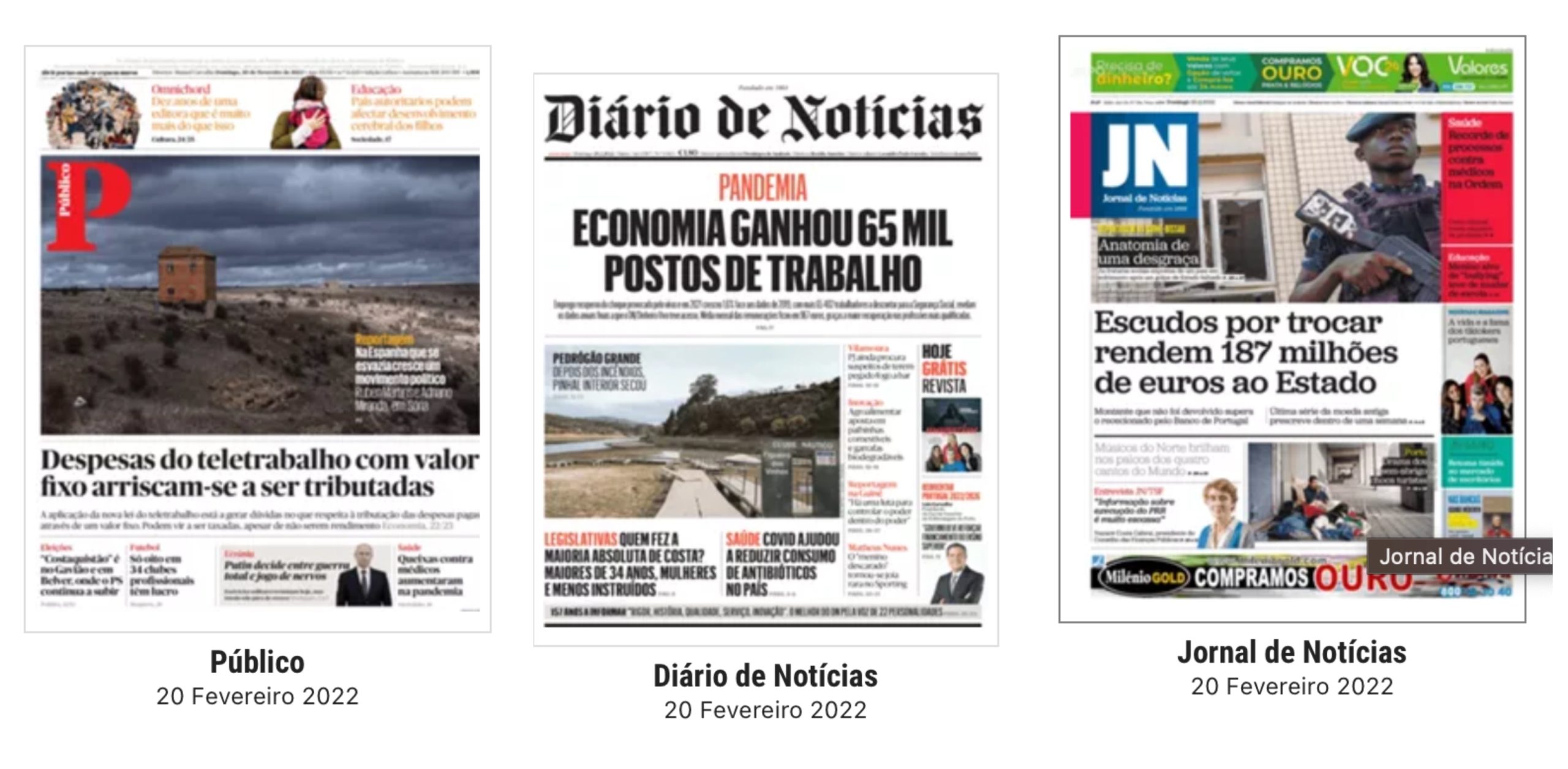 Revista de Imprensa: Despesas do teletrabalho com valor fixo arriscam-se a ser tributadas, economia ganhou 65 mil postos de trabalho e Putin decide entre guerra total e jogo de nervos