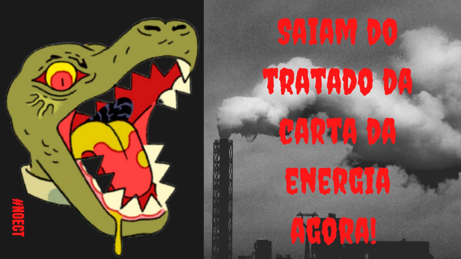 Dinossauro insuflável no Terreiro do Paço contra tratado energético “pré-histórico”