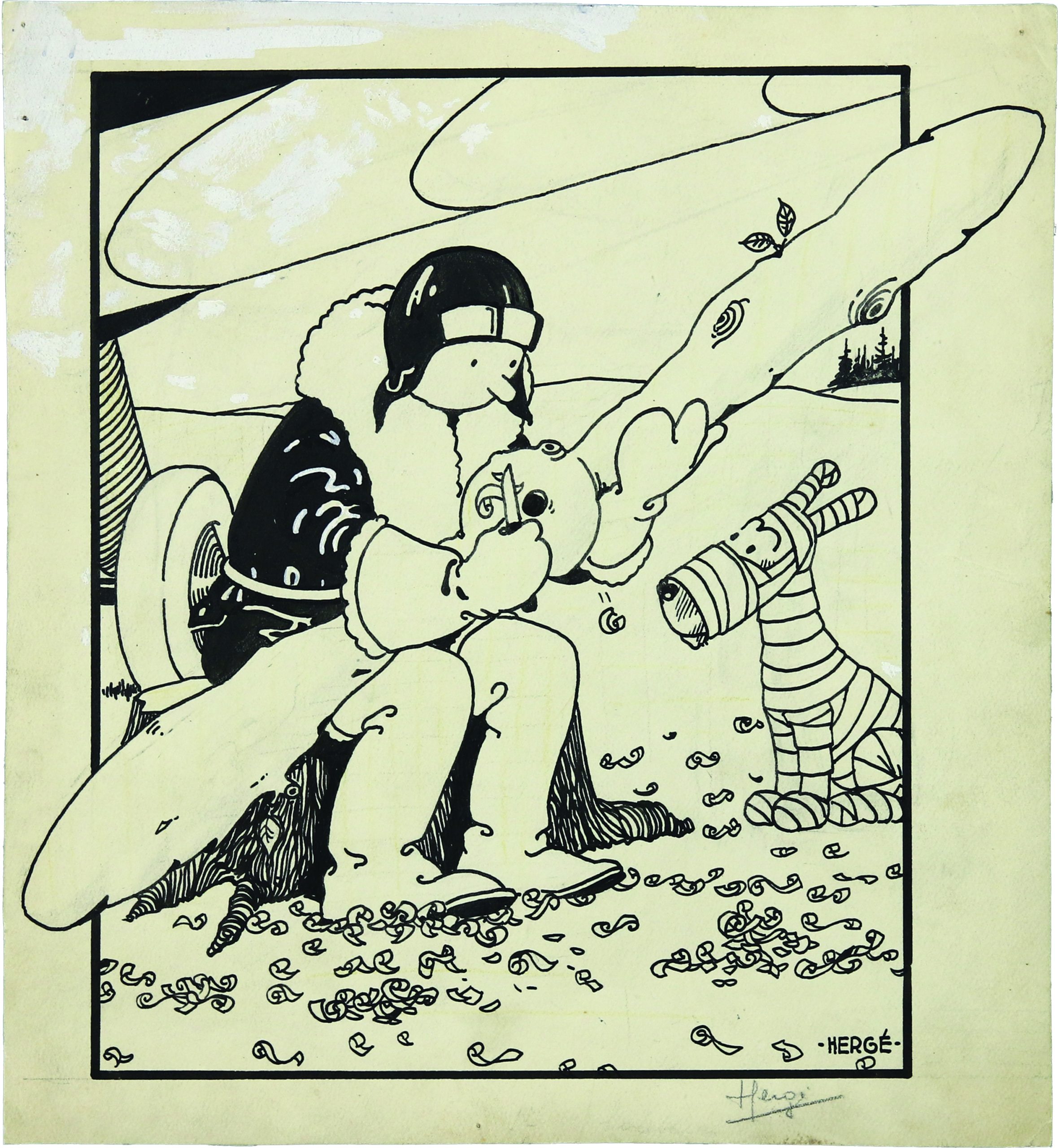 Desenho da capa do primeiro livro de Tintim vendido por um milhão de euros