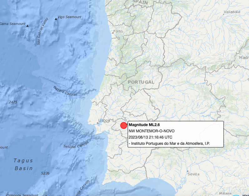 Sismo de magnitude 2.6 na escala de Richter registado em Montemor-o-Novo