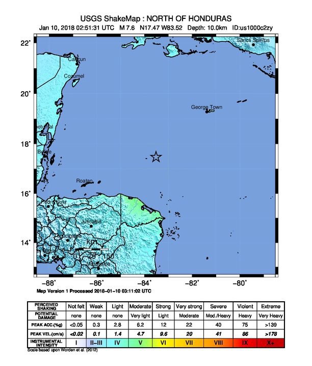 Sismo de magnitude 7,6 ao largo das Honduras ativa alerta de tsunami