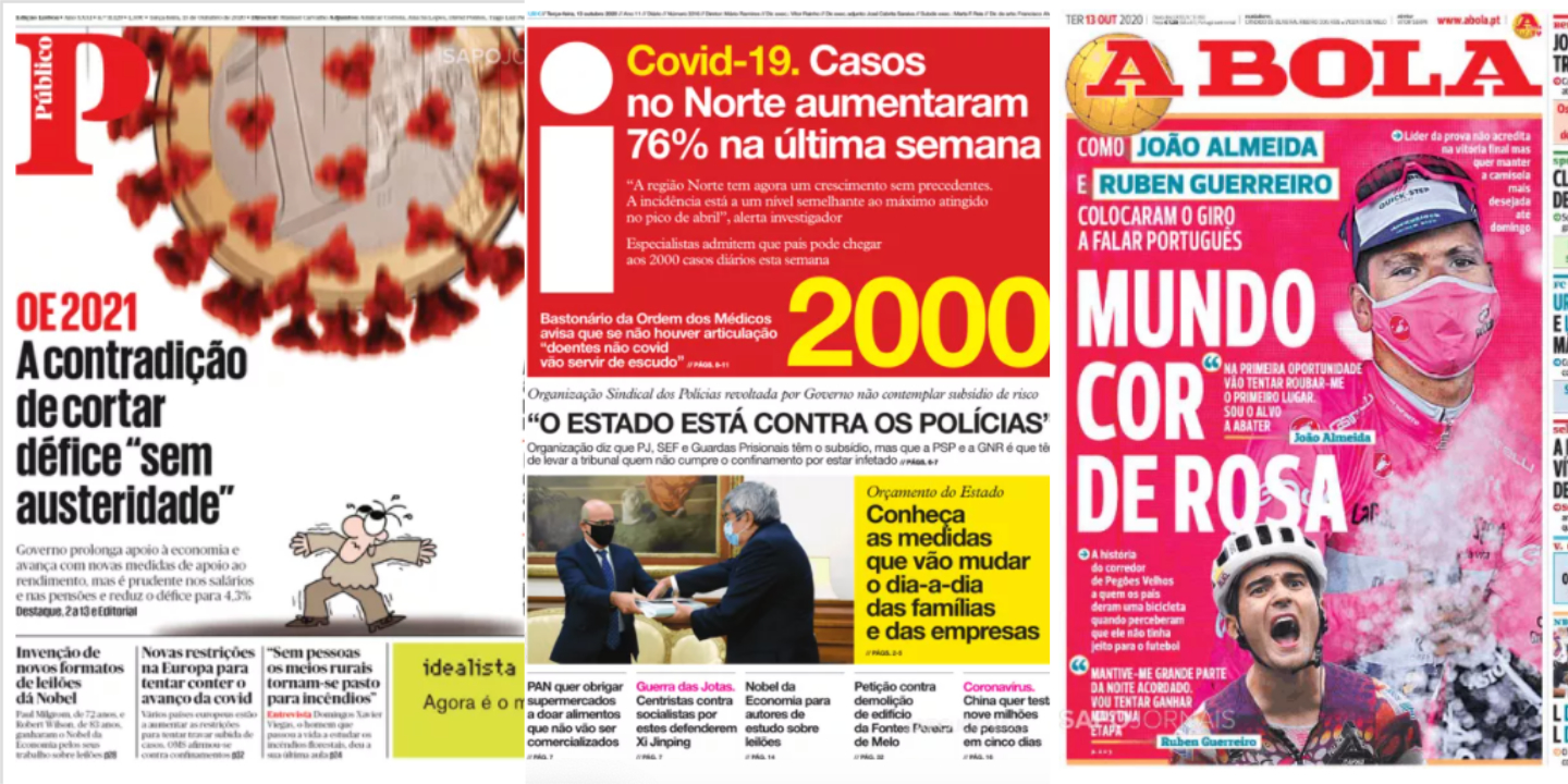 Revista de Imprensa: Os números do OE2021, as façanhas dos portugueses no Giro e a pandemia no norte do país
