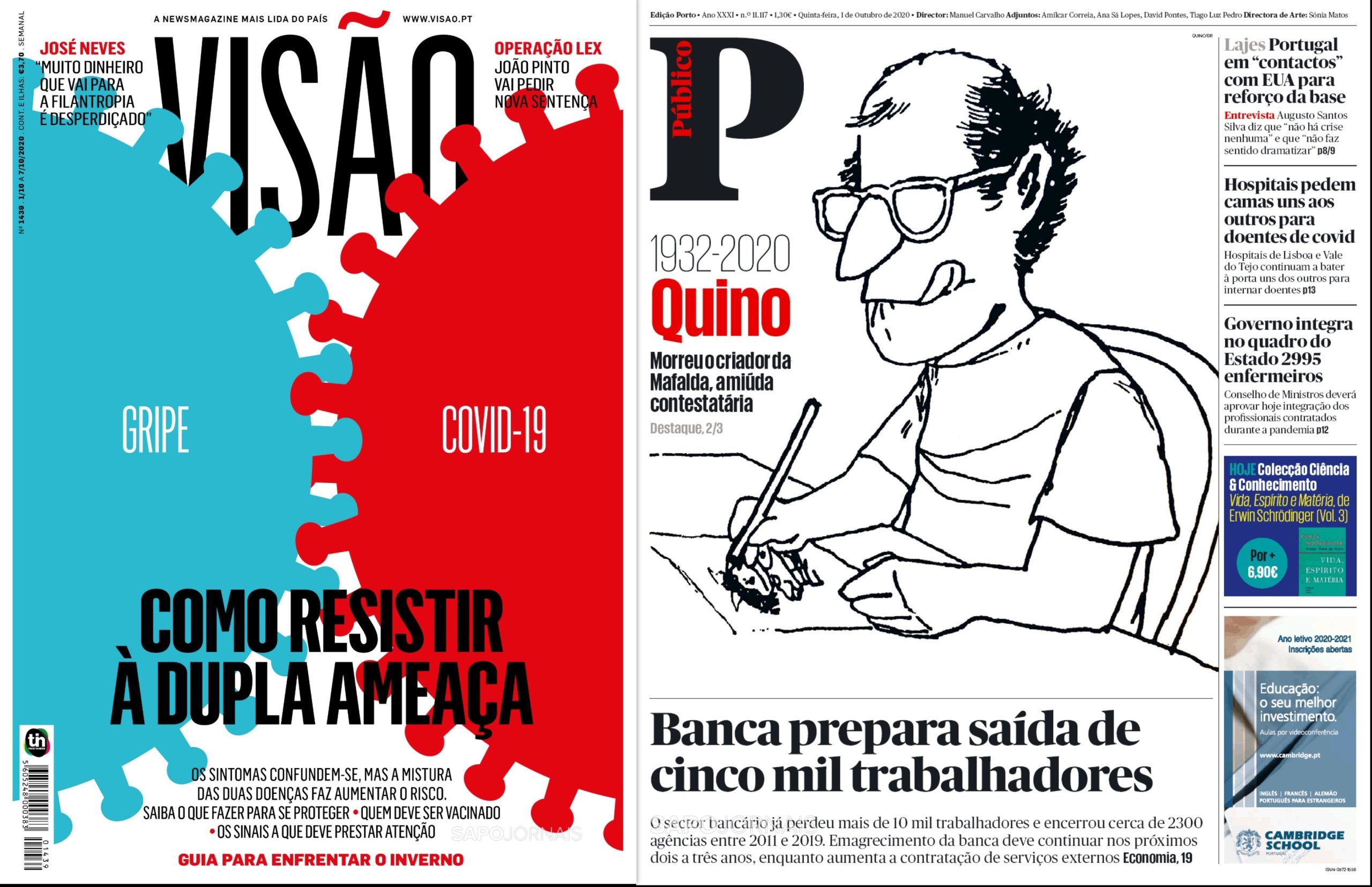 Revista de Imprensa: O adeus a Quino e a dupla ameaça da Gripe e da Covid-19