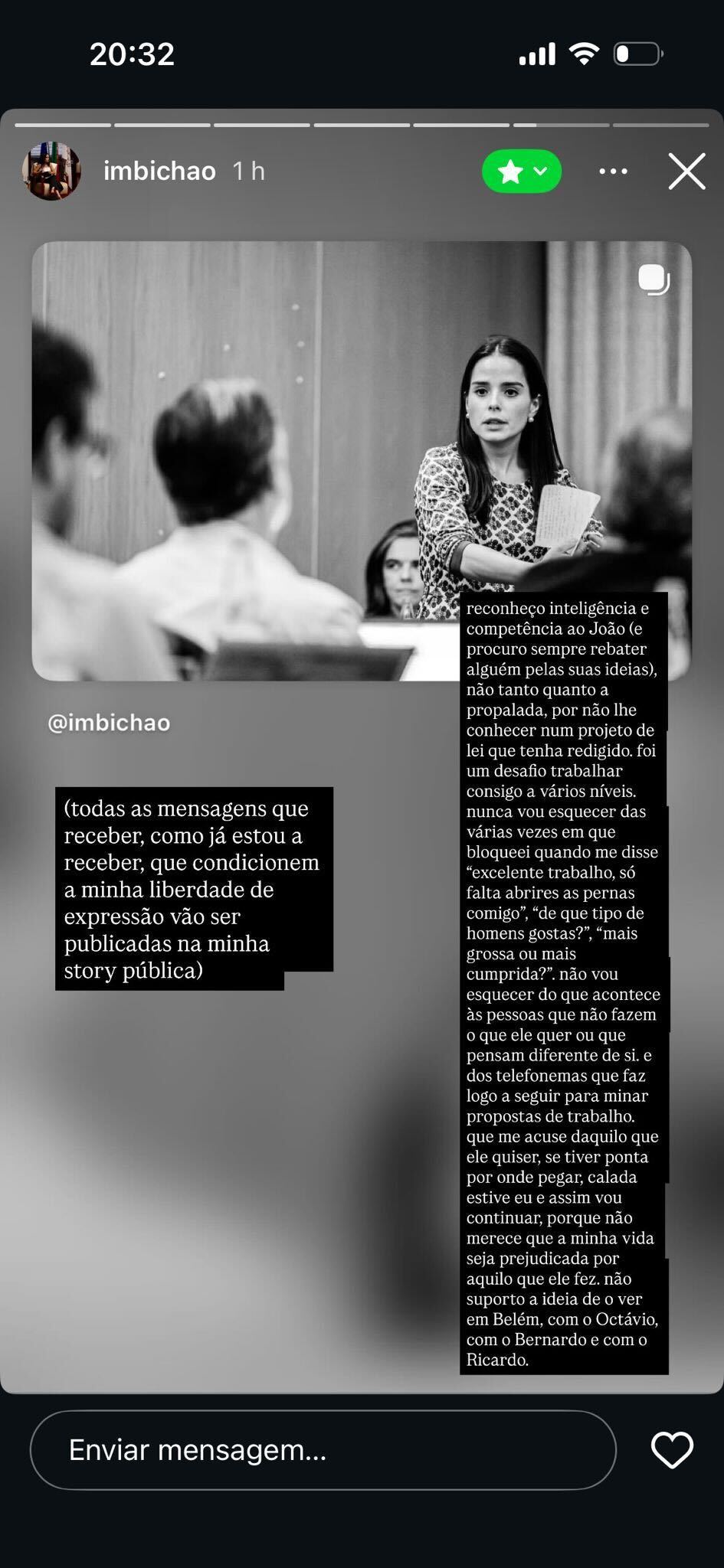 Declarações de Inês Bichão no Instagram