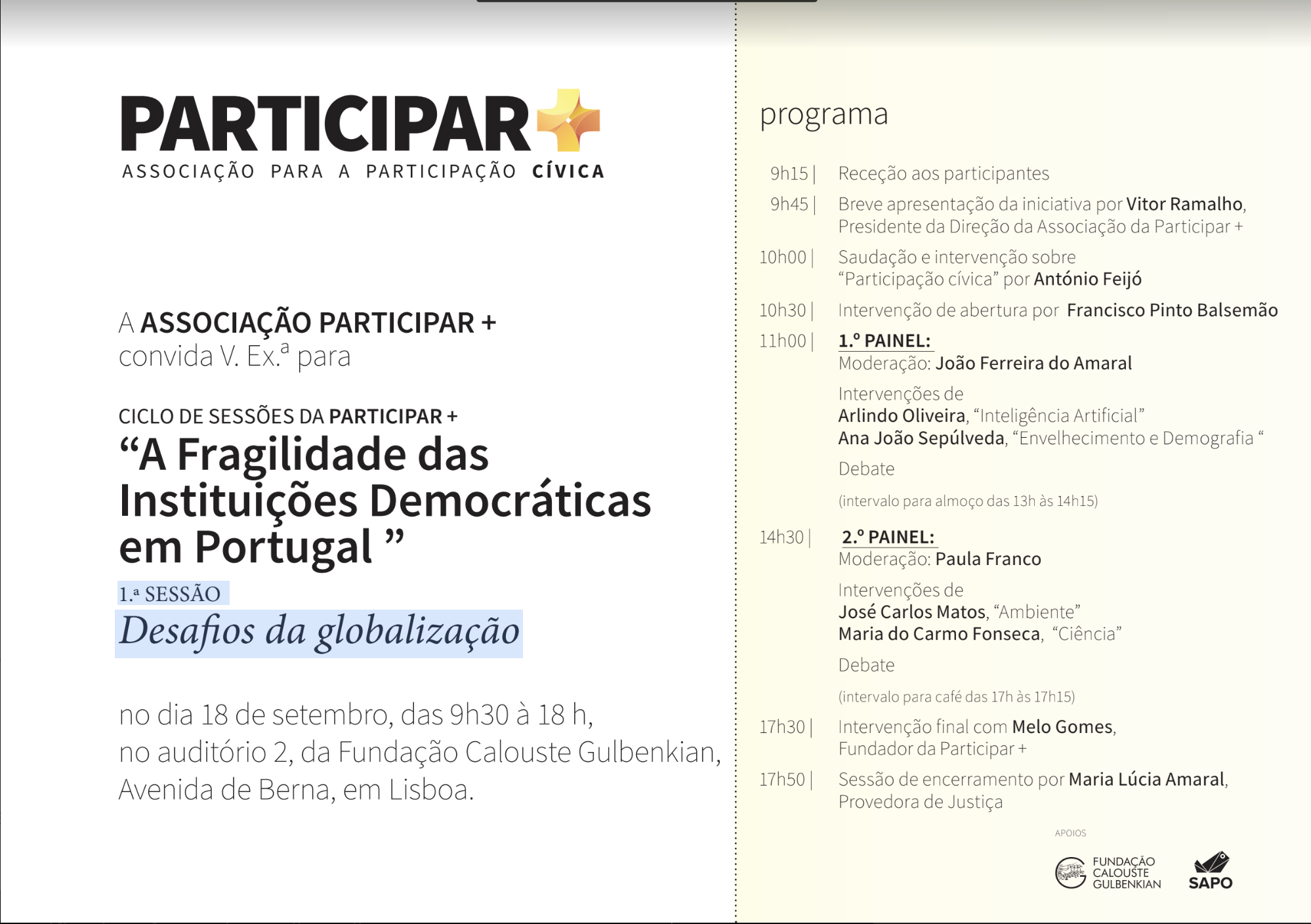 Participar+ : “A Fragilidade das Instituições Democráticas em Portugal”