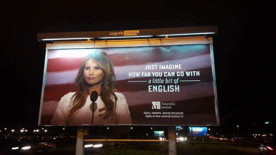 Melania Trump era o incentivo para atrair alunos ao Instituto Americano em Zagreb. Mas a primeira-dama não gostou