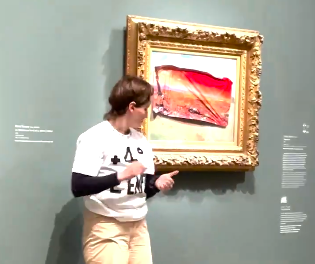 Ativista presa por colar cartaz sobre pintura de Monet em Paris