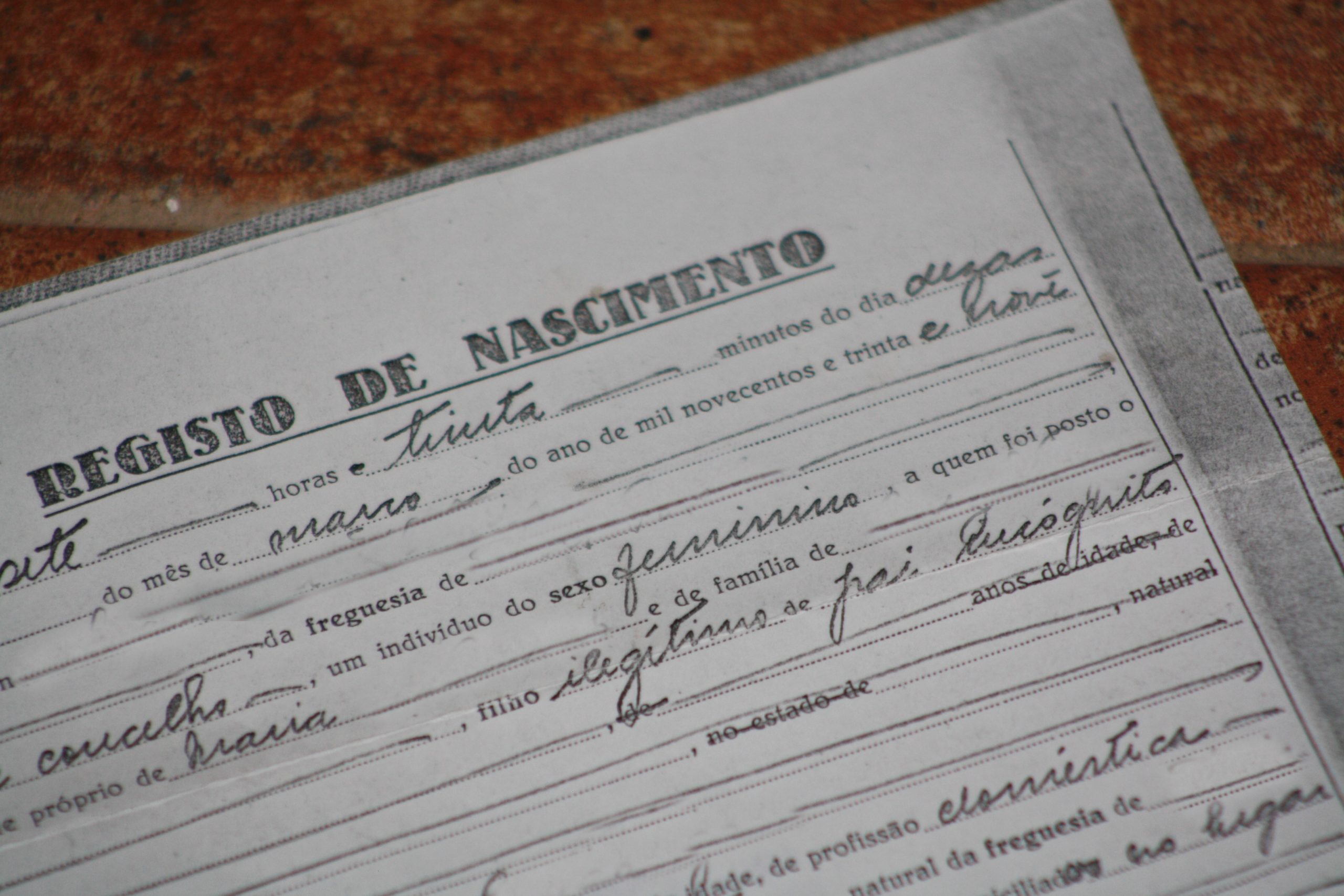 Duas gerações, duas filhas sem o nome dos pais. Mesmo que hoje já não haja pais incógnitos
