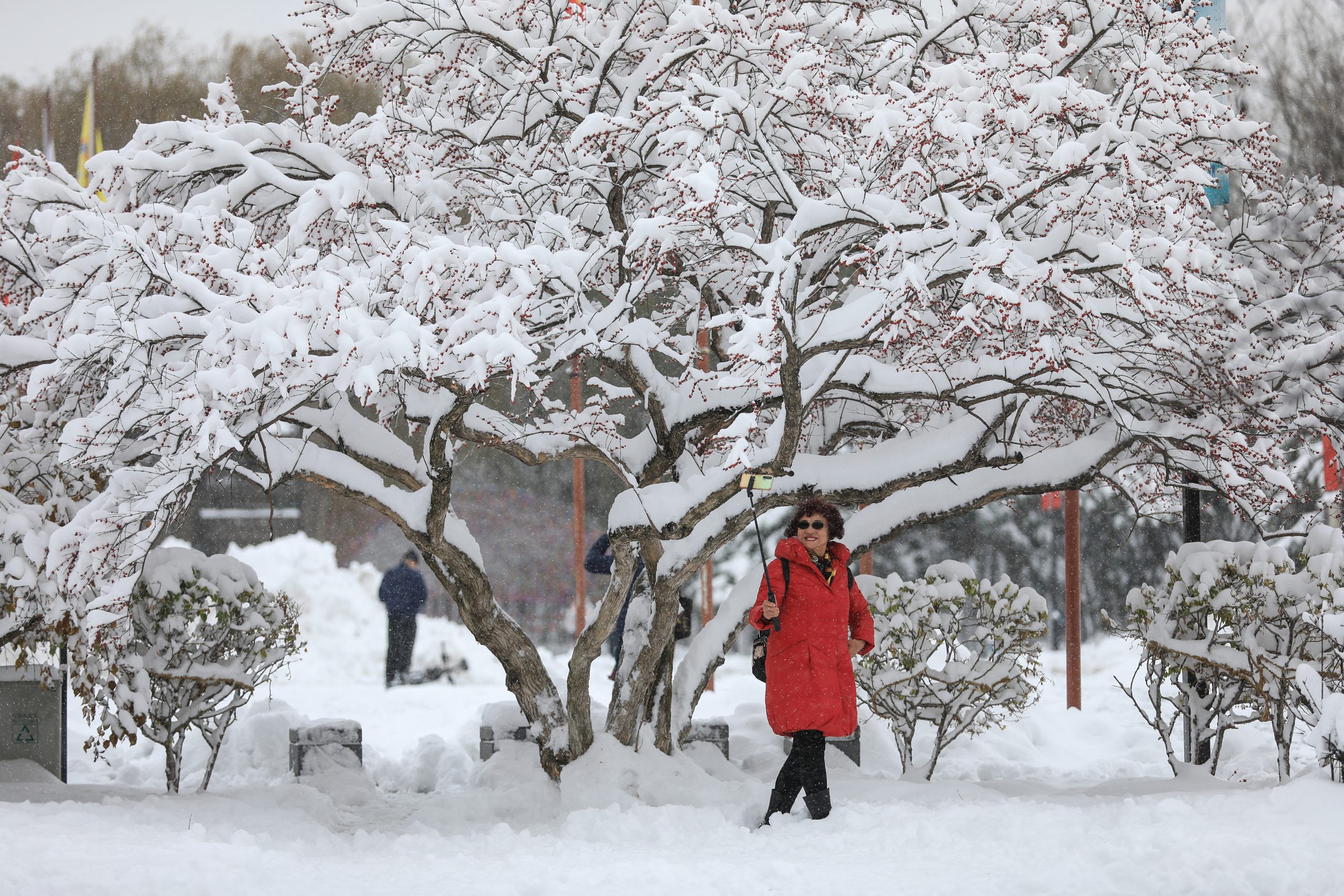 Primeira queda de neve no nordeste da China este ano pode bater recordes